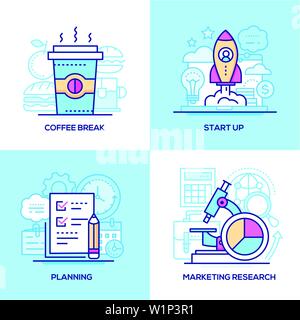 Business - Line Design Stil bunte Illustrationen Stock Vektor