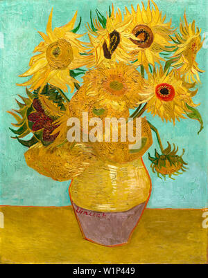 Vincent Van Gogh, Sonnenblumen. Vase mit zwölf Sonnenblumen, Stille-Leben-Gemälde, 1889 Stockfoto