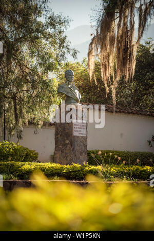 Statue im Park der Villa de Leyva, Departamento Boyacá, Kolumbien, Südamerika Stockfoto