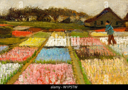 Vincent Van Gogh, Blumenbeete in Holland, Blumenfelder, Landschaftsmalerei detail, 1883 Stockfoto