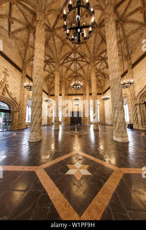 La Lonja de la Seda, UNESCO-Weltkulturerbe, Seide, Spalten, Valencia, Spanien Stockfoto
