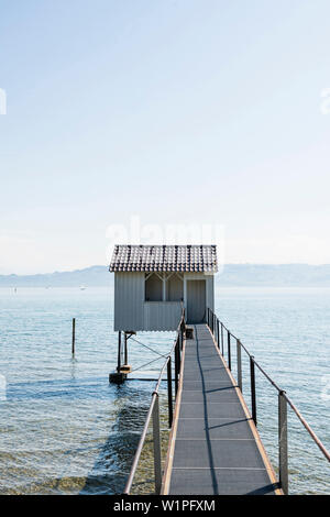Badehaus, Wasserburg, Bodensee, Bayern, Deutschland Stockfoto