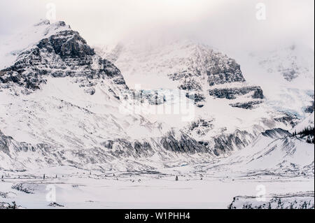 Fluss, am Athabasca Falls, Athabasca Falls, Jasper National Park, Alberta, Kanada, Nordamerika Stockfoto