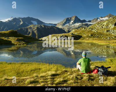Walker, Mutter Berger See, ZUCKERHÜTL, Schaufel Tipp, Stubaier Alpen, Tirol, Österreich Stockfoto