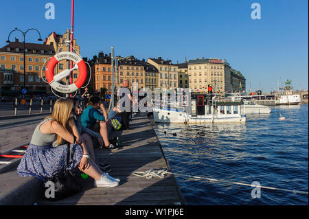 Blick auf die Altstadt Gamla Stan, in der Nähe von Slussen Plan, Stockholm, Schweden Stockfoto