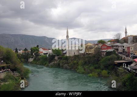 Alte Häuser in der Altstadt von Mostar, Bosnien und Herzegowina, Bosna i Hercegovina Stockfoto