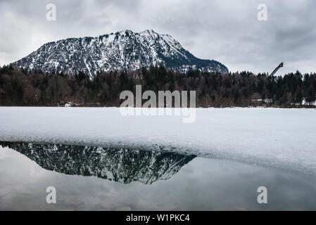 See im Winter Freibergsee, Wintersport, Eis, Fellhorn, Oberallgaeu, Winterwanderweg, Oberstdorf, Deutschland Stockfoto