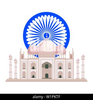 Ashoka Chakra mit Tag majal indischen Moschee Stock Vektor