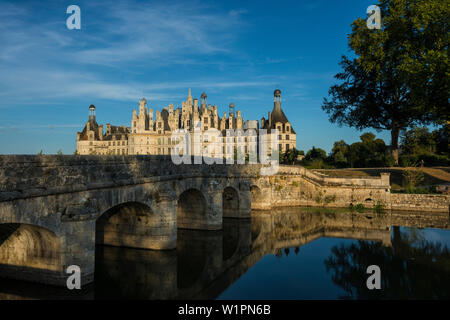 Schloss Chambord, Nordfassade, Weltkulturerbe der UNESCO, Chambord, Loire, Departement Loire et Cher, Region Centre, Frankreich Stockfoto