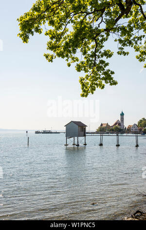 Badehaus, Wasserburg, Bodensee, Bayern, Deutschland Stockfoto