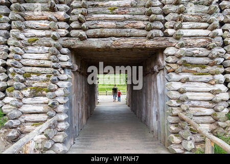 Archäologisches Freilichtmuseum Groß Raden, Mecklenburgische Seenplatte, Mecklenburger Seenplatte, Groß Raden, Mecklenburg-Vorpommern, Deutschland, Europa Stockfoto