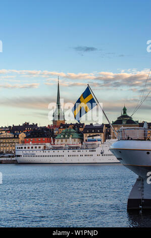 Blick von Soedermalm auf Altstadt Gamla Stan, Stockholm, Schweden Stockfoto