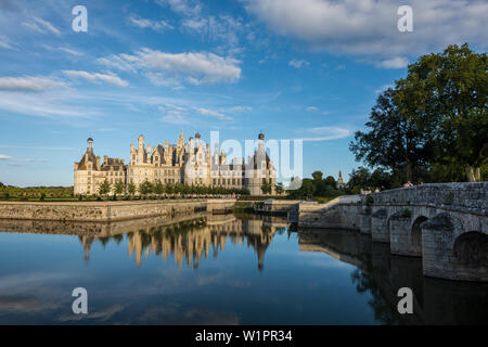 Schloss Chambord, Nordfassade, Weltkulturerbe der UNESCO, Chambord, Loire, Departement Loire et Cher, Region Centre, Frankreich Stockfoto