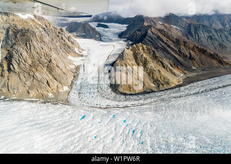 Nebenarm der Kaskawulsh - Gletscher, Kluane Nationalpark, Yukon, Kanada Stockfoto