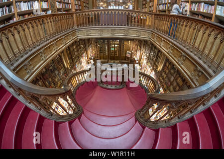 Berühmte Buchhandlung Lello, Interieur, Treppen, Porto Portugal Stockfoto