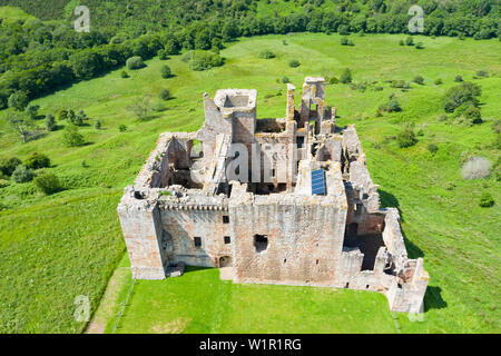 Ansicht von Crichton Castle in Midlothian, Schottland, Großbritannien Stockfoto