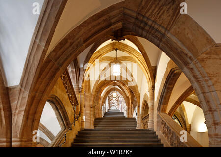 Treppe in das Neue Rathaus, Marienplatz, München, Oberbayern, Bayern, Deutschland Stockfoto