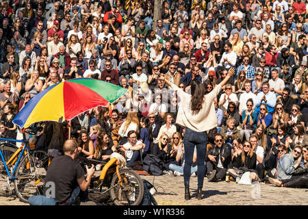 Öffnen Sie Stage Karaoke, Mauerpark, Prenzlauer Berg, Berlin, Deutschland Stockfoto