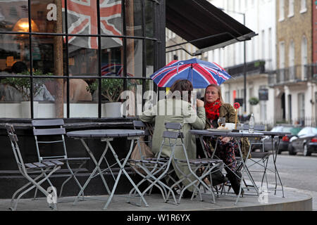 Terrasse, Tomtom Coffee House, Ebury Street, Chelsea, London, Großbritannien Stockfoto