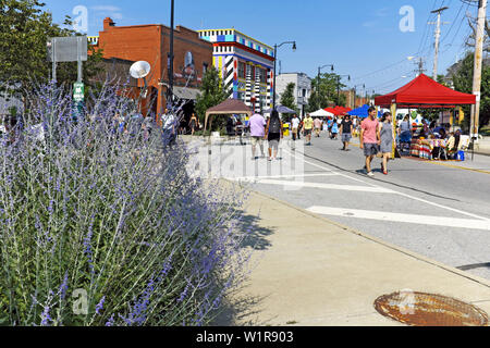 Die 17. jährliche Waterloo Arts Festival in der artsy Collinwood Nachbarschaft in Cleveland, Ohio, USA zieht ein breites Publikum. Stockfoto