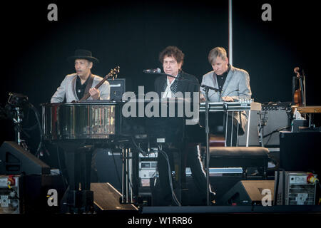 Roskilde, Dänemark. 03 Juli, 2019. Roskilde, Dänemark. Juli 03rd, 2019. Der amerikanische Sänger und Songwriter Bob Dylan führt während der dänischen Musik Festival Roskilde Festival 2019. (Foto: Gonzales Foto/Alamy leben Nachrichten Stockfoto