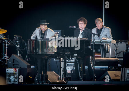 Roskilde, Dänemark. 03 Juli, 2019. Roskilde, Dänemark. Juli 03rd, 2019. Der amerikanische Sänger und Songwriter Bob Dylan führt während der dänischen Musik Festival Roskilde Festival 2019. (Foto: Gonzales Foto/Alamy leben Nachrichten Stockfoto
