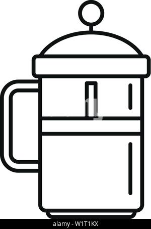 Kaffee drücken Sie die Taste Symbol. Umrisse Kaffee drücken Sie die Vektor Symbol für Web Design auf weißem Hintergrund Stock Vektor