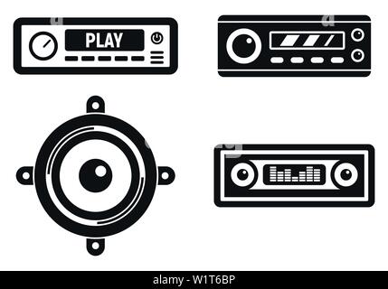 Car Audio System Icons einstellen. Einfacher Satz von Car Audio System Vector Icons für Web Design auf weißem Hintergrund Stock Vektor