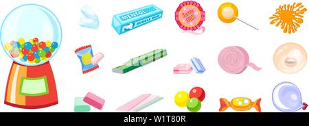 Gummi Symbole gesetzt. Cartoon von Gummi Vector Icons für Web Design Stock Vektor
