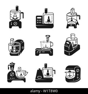 Küchenmaschine Symbole gesetzt. Einfache Küchenmaschine Vector Icons für Web Design auf weißem Hintergrund Stock Vektor