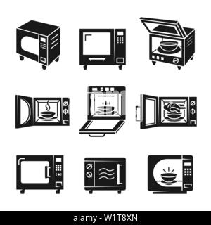 Mikrowelle Symbole gesetzt. Einfache Mikrowelle Vector Icons für Web Design auf weißem Hintergrund Stock Vektor