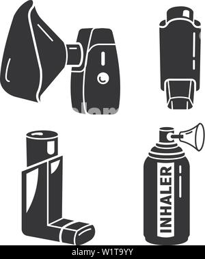 Inhalator Symbole gesetzt, einfachen Stil Stock Vektor
