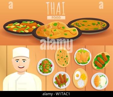 Thai Food Banner ist. Cartoon Illustration von Thai Food vektor Banner für Web Design Stock Vektor