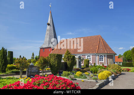 Kirche St. Marien in Hollern-Twielenfleth, Altes Land, Niedersachsen, Norddeutschland, Deutschland, Europa Stockfoto