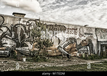 Teufelsberg, ehemaliger Monitoring System der US-Armee, verlassene Gebäude, Graffiti, Berlin, Deutschland Stockfoto