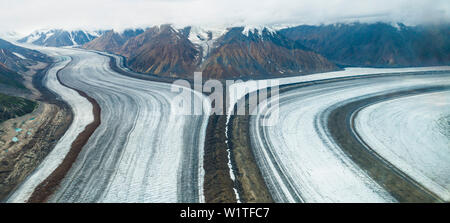 Luftaufnahme der Kaskawulsh - Gletscher, Kluane Nationalpark, Yukon, Kanada Stockfoto