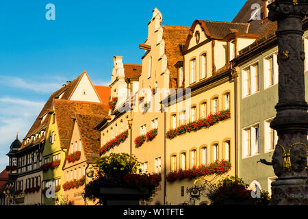 Historische Fassaden in der Herrengasse Street, Rothenburg o.d. Tauber, Bayern, Deutschland Stockfoto