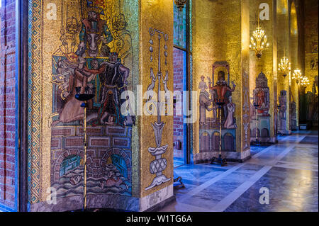 Goldener Saal im Rathaus Stadshuset, Stockholm, Schweden Stockfoto