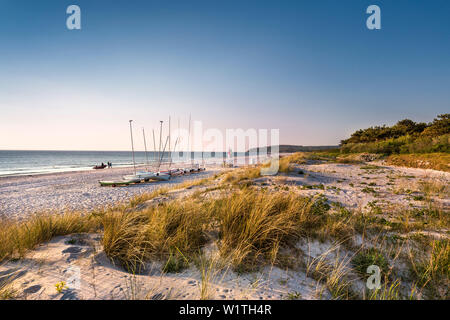 Sonnenuntergang am Strand, Vitte, Insel Hiddensee, Mecklenburg-Vorpommern, Deutschland Stockfoto