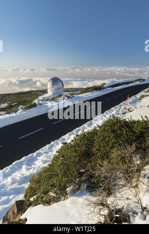 Observatorium Roque de Los Muchachos, Mountain Road, Insel La Palma, Kanarische Inseln, Spanien Stockfoto