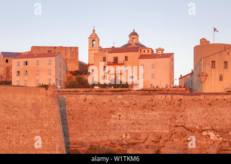 Zitadelle von Calvi im Abendlicht, Korsika, Südfrankreich, Frankreich, Südeuropa Stockfoto