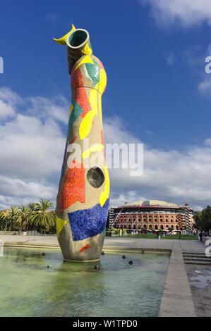 Miró-Statue Dona ich Ocell, Frau und Vogel, Parc de Joan Miró, Barcelona, Katalonien, Spanien, Europa Stockfoto
