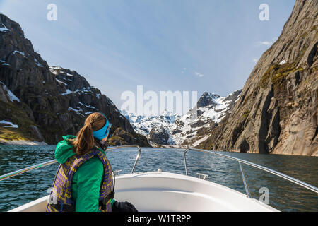 Eingabe der Trollfjord, Lofoten, Norwegen Stockfoto