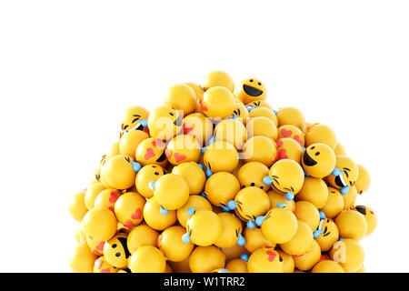 Unendliche Emoticons 3D-Rendering im Hintergrund, Social Media und Kommunikation Konzept Stockfoto