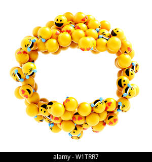 Unendliche Emoticons 3D-Rendering im Hintergrund, Social Media und Kommunikation Konzept Stockfoto