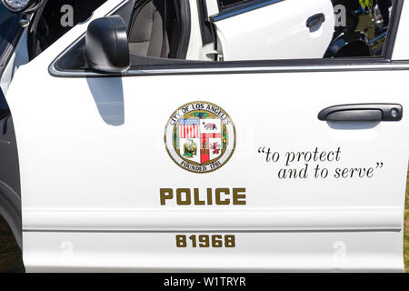 Los Angeles Polizei Auto Logo, Marina del Rey, Los Angeles, California, Vereinigte Staaten von Amerika Stockfoto