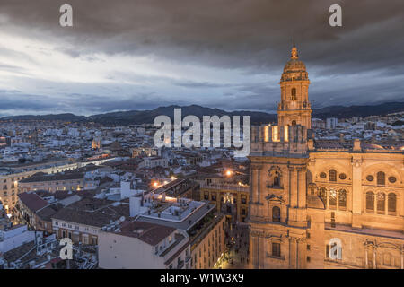 Panorama-Blick vom AC Hotel Malaga Palacio, Malaga Andalusien, Spanien Stockfoto