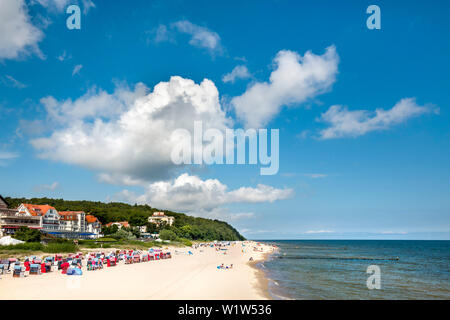 Blick vom Pier, Bansin, Insel Usedom, Mecklenburg-Vorpommern, Deutschland Stockfoto