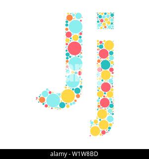 Einen Buchstaben des Alphabets aus farbigen Kreisen, die durch einen fröhlichen mozayka. Vektorschrift Abbildung. Stock Vektor