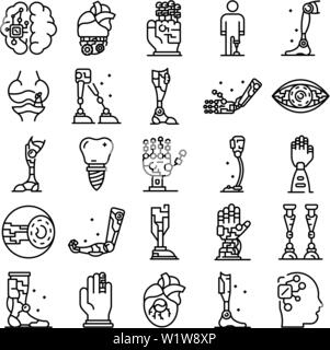 Künstliche Gliedmaßen Symbole gesetzt, outline Style Stock Vektor